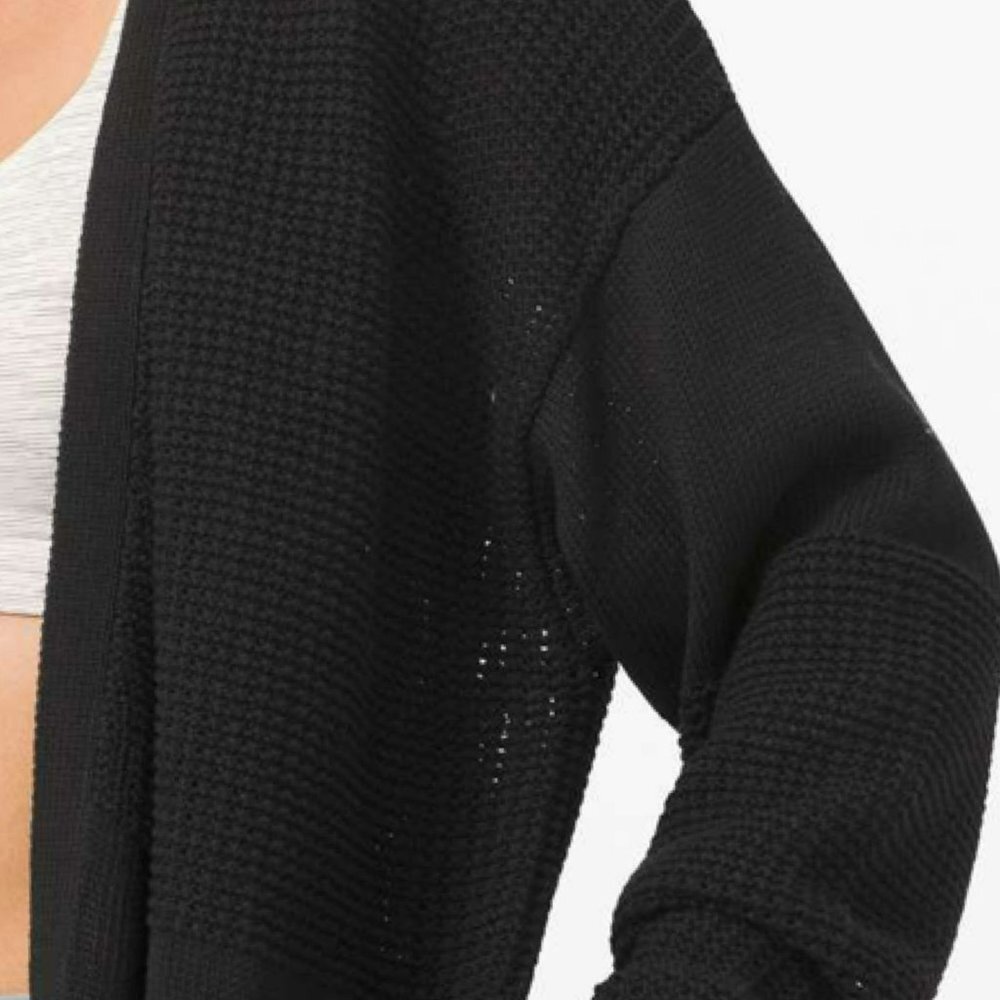 Lululemon Easy Embrace Wrap Sweater Black Oversized Cotton Size XS - Picture 2 of 9